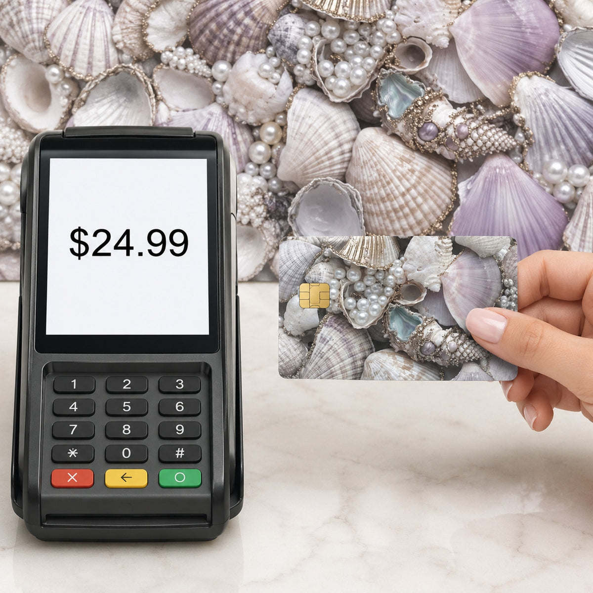 Gilded Ocean Treasures Seashell Pearl Luxury Design Debit Card Credit Card Skin