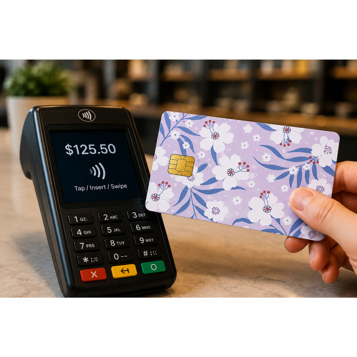 Lavender Floral Credit Card Skin White Flower Debit Card Sticker