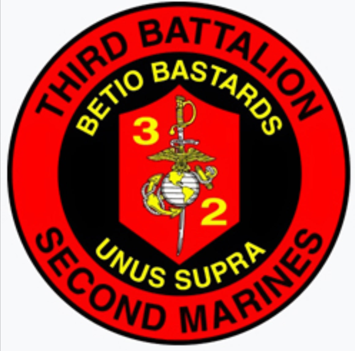 USMC 3rd Battalion 2nd Marine Insignia Patch vinyl decal for car, truck, window or laptop U.S. Marine Military