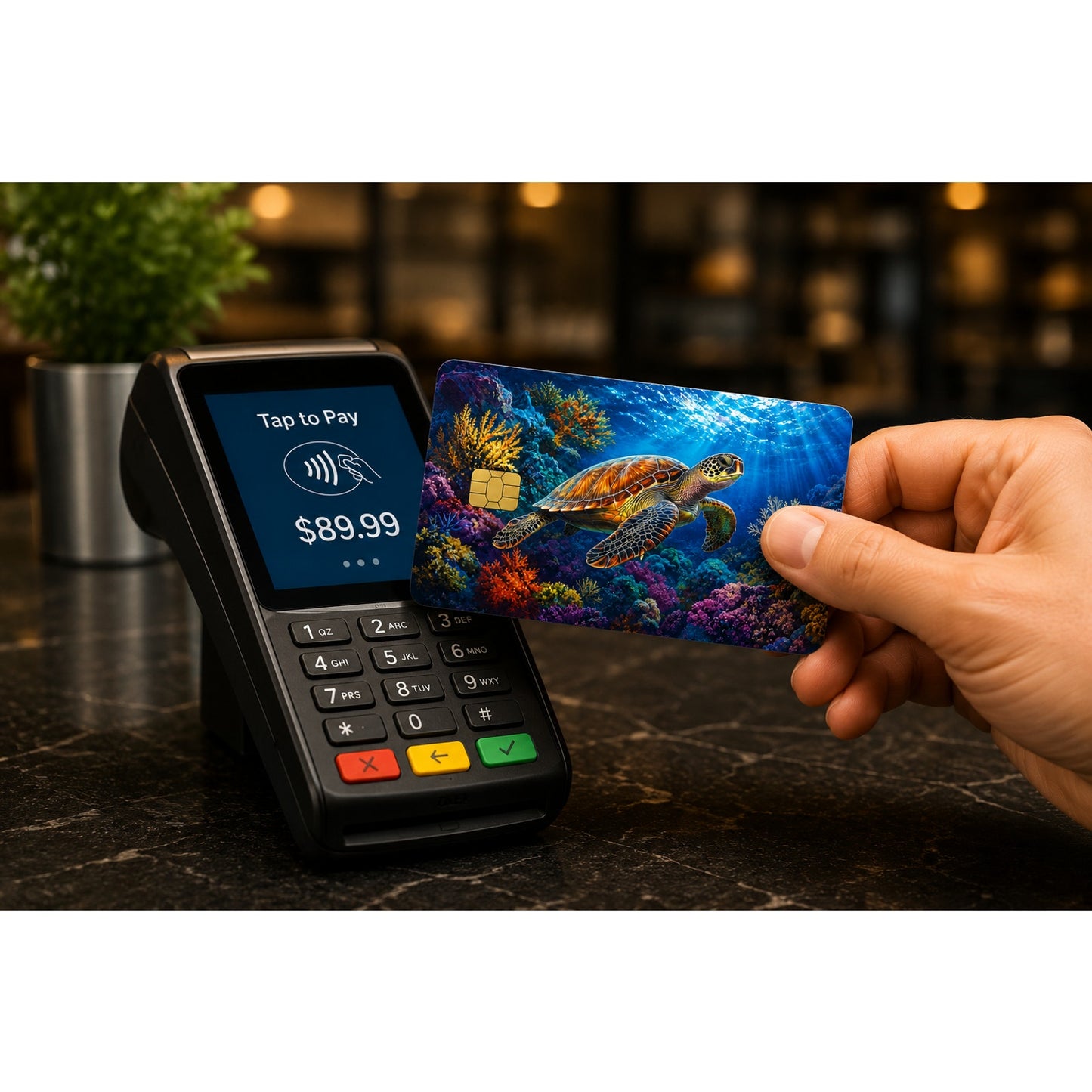 Vibrant Sea Turtle Art Debit Card Credit Card Skin Sticker Decal
