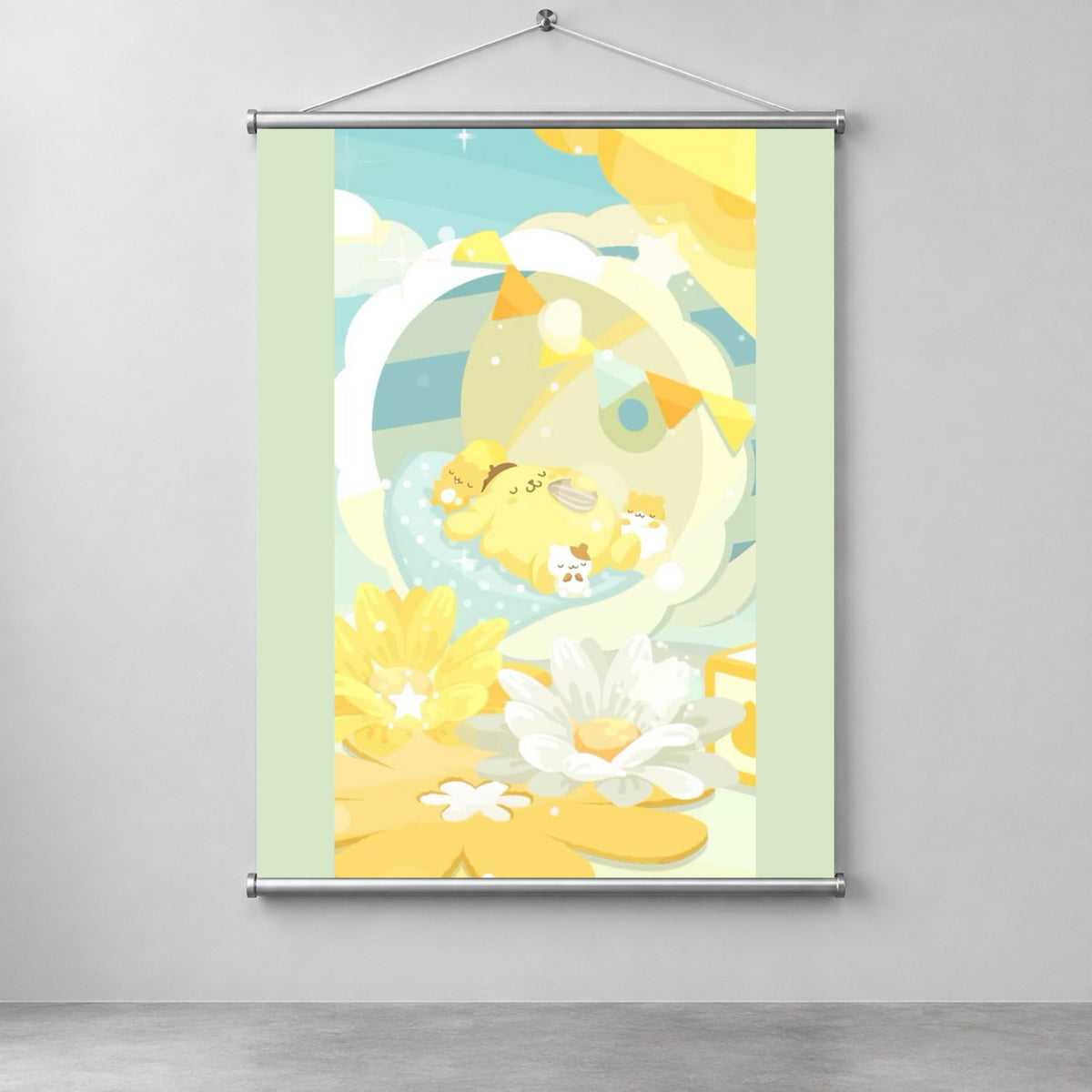 Pompompurin’s Dreamy Bubble Oasis Wall Scroll Room Home Decor