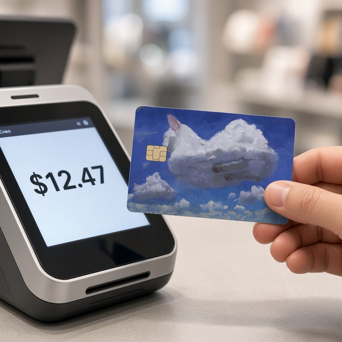 White Cloud Cat Skin Head in the Clouds Debit Card Credit Card Skin