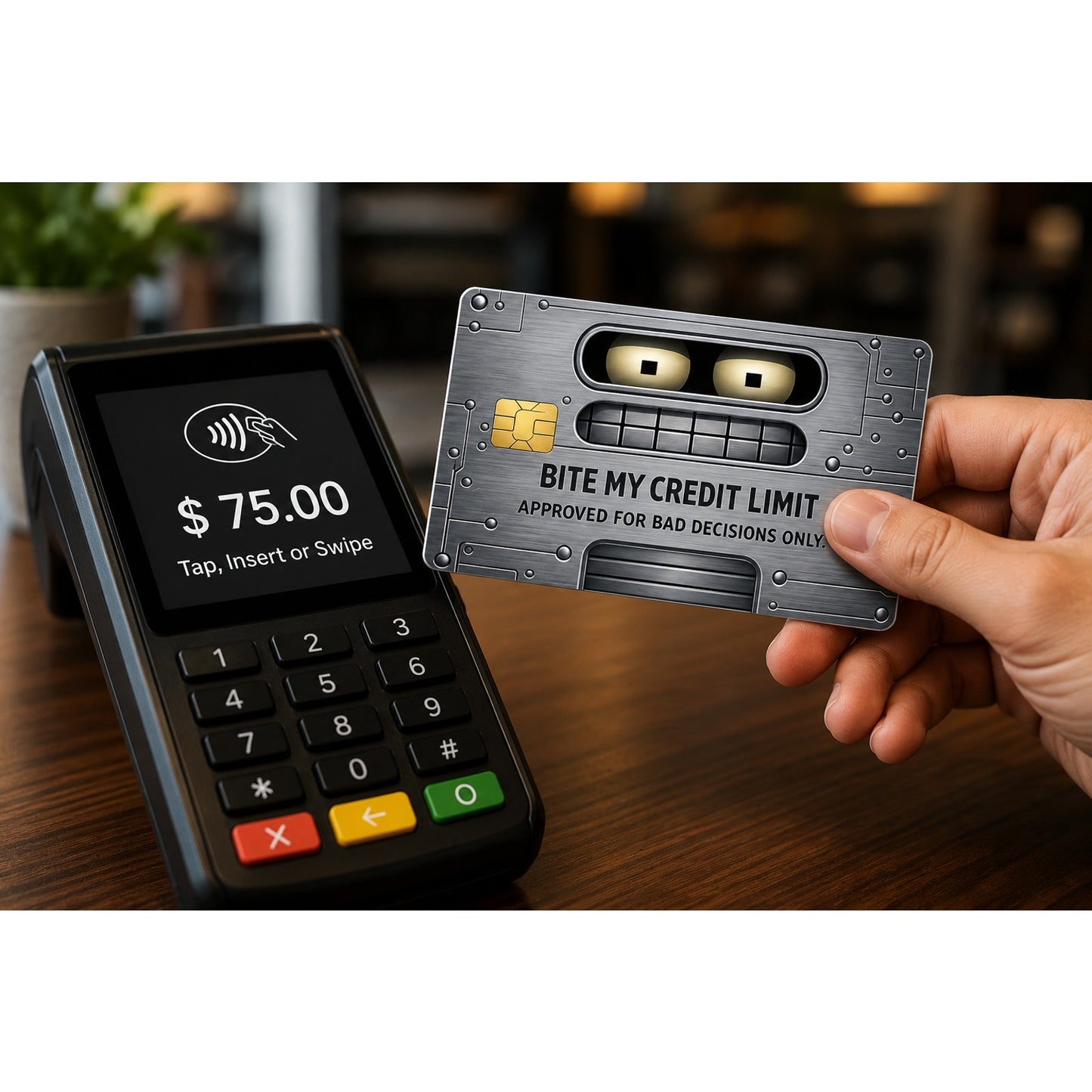Funny Robot Bite My Credit Limit Credit Card Skin Debit Card Vinyl Sticker