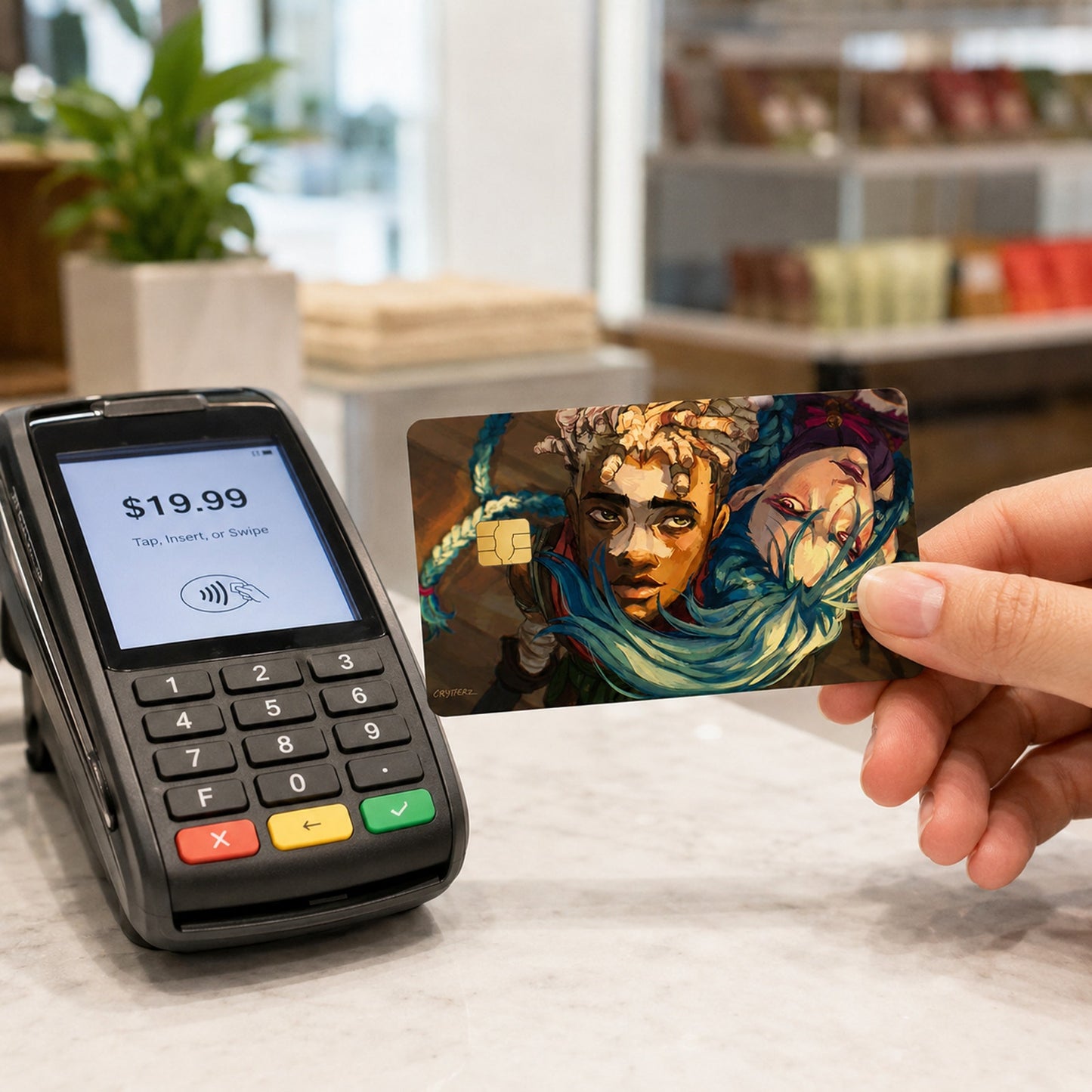 Jinx & Ekko Seconds on Arcane Bridge LeagueofLegends Debit Card Credit Card Skin