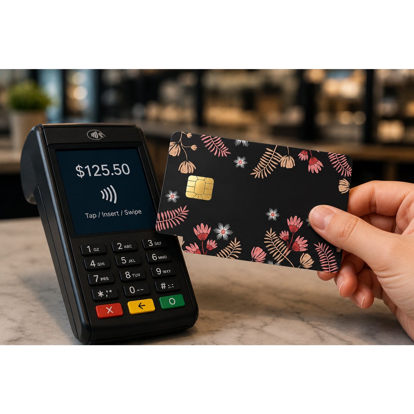 Boho Botanical Credit Card Skin Pink Floral Debit Card Cover