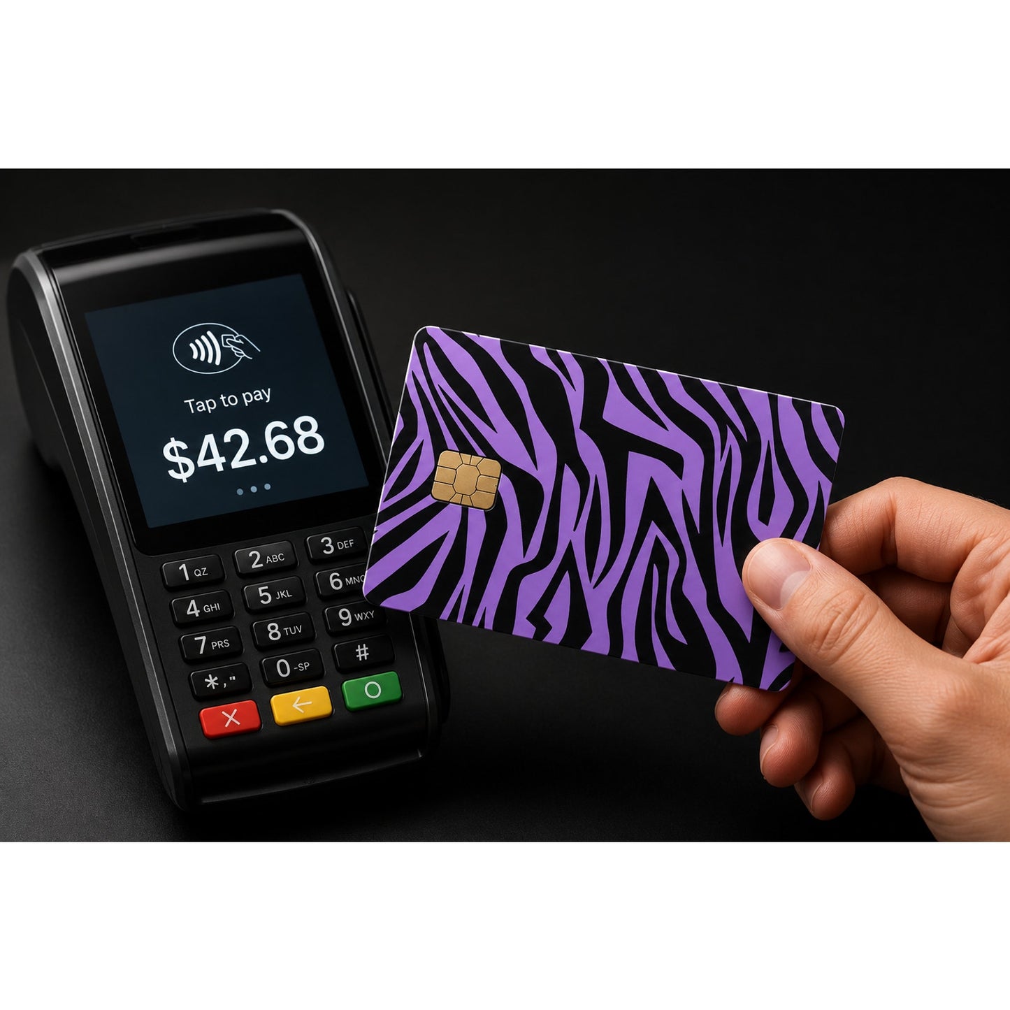 Vertical Purple and Black Zebra Print Card Skin Credit Debit Card Skin Sticker