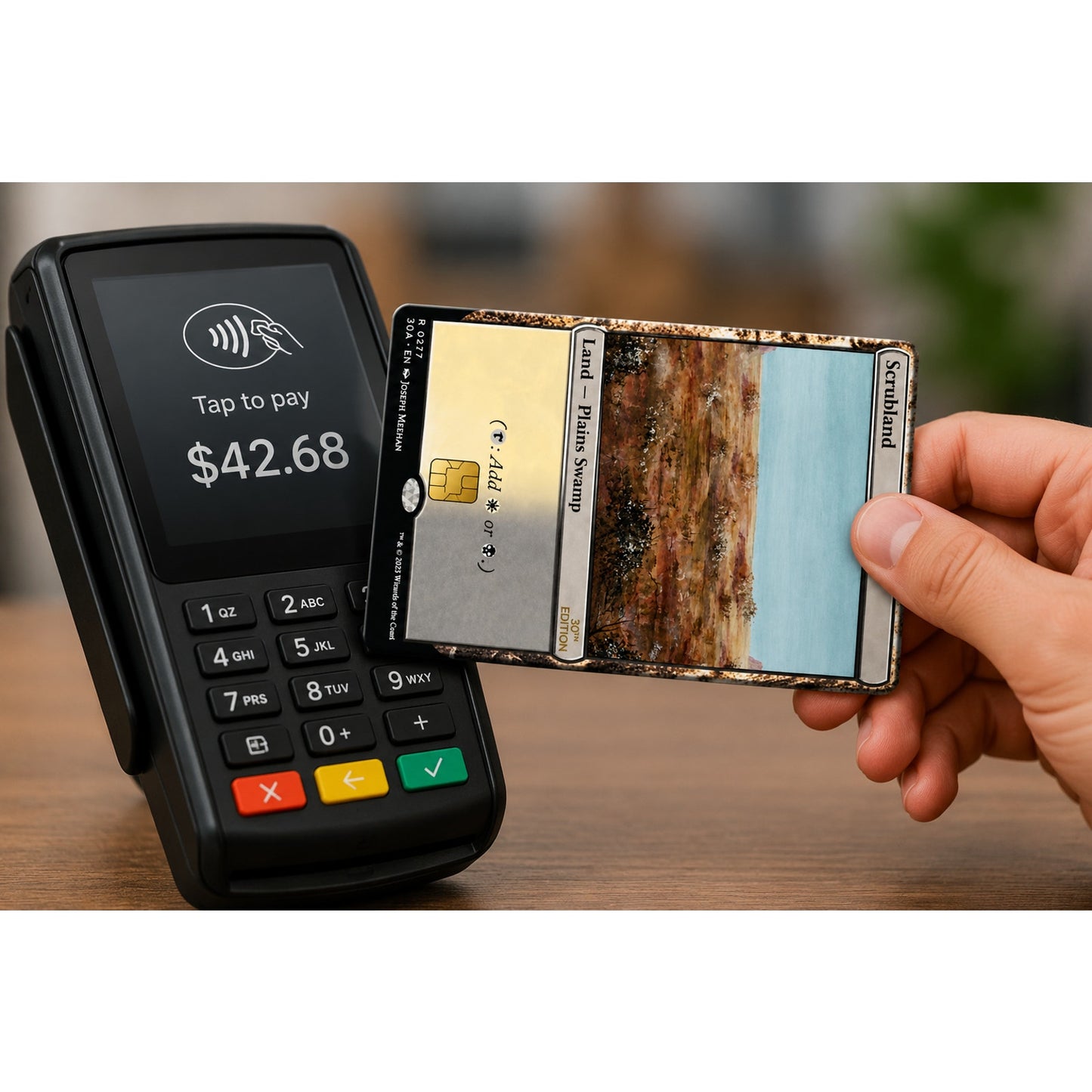 MTG Scrubland Dual Land Credit Card Skin Magic TCG Debit Card Vinyl Sticker
