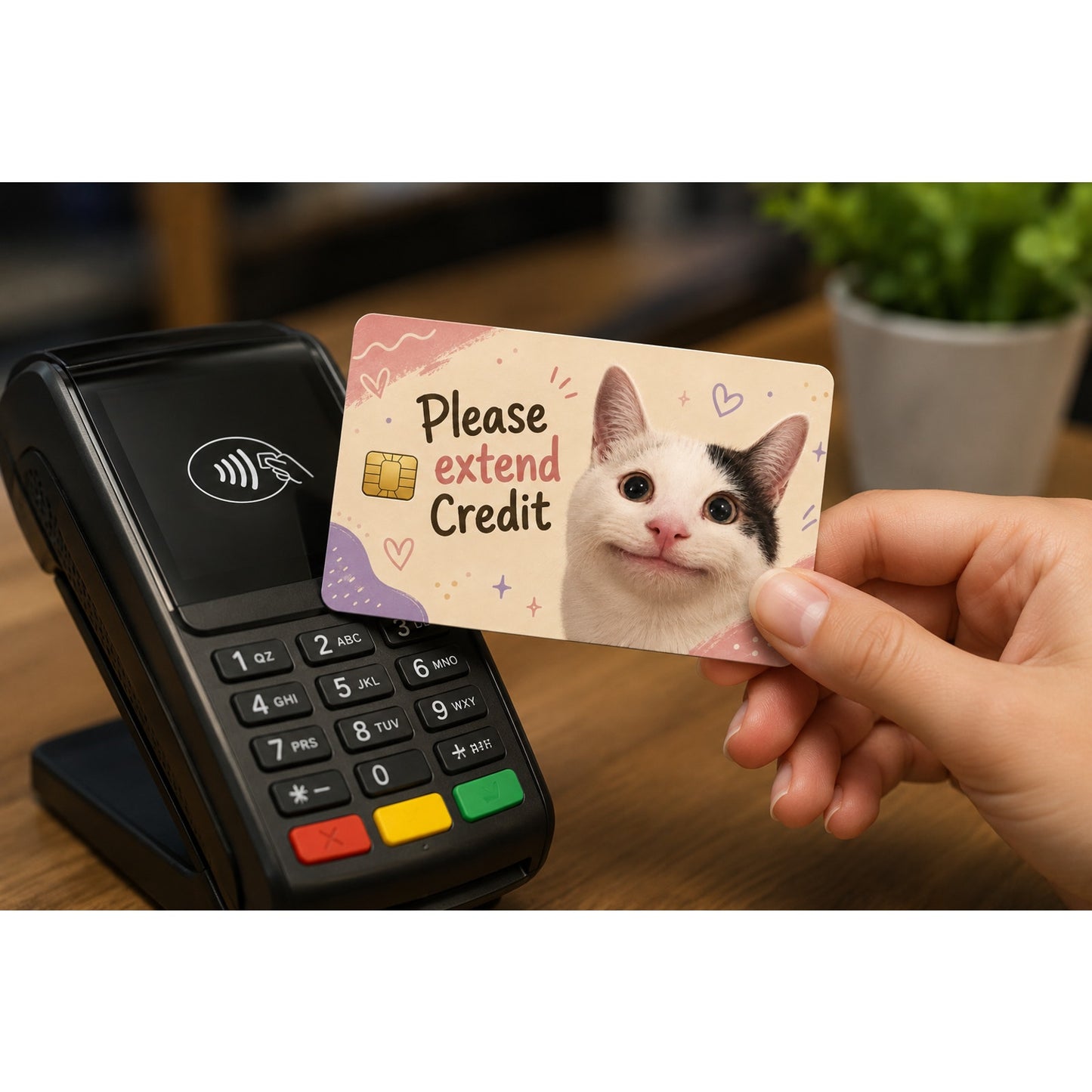 Credit Card Skin Cute Funny Cat Beluga Meme Please Extend Credit Vinyl Sticker
