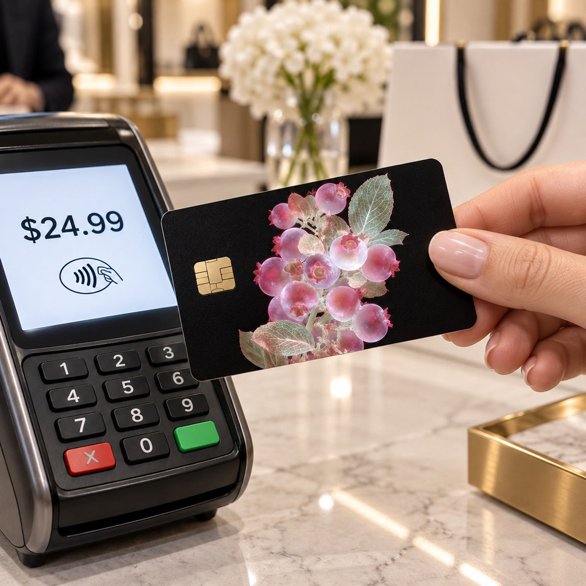 Rose Quartz Crystal Berry Cluster Luxury Design Debit Card Credit Card Skin