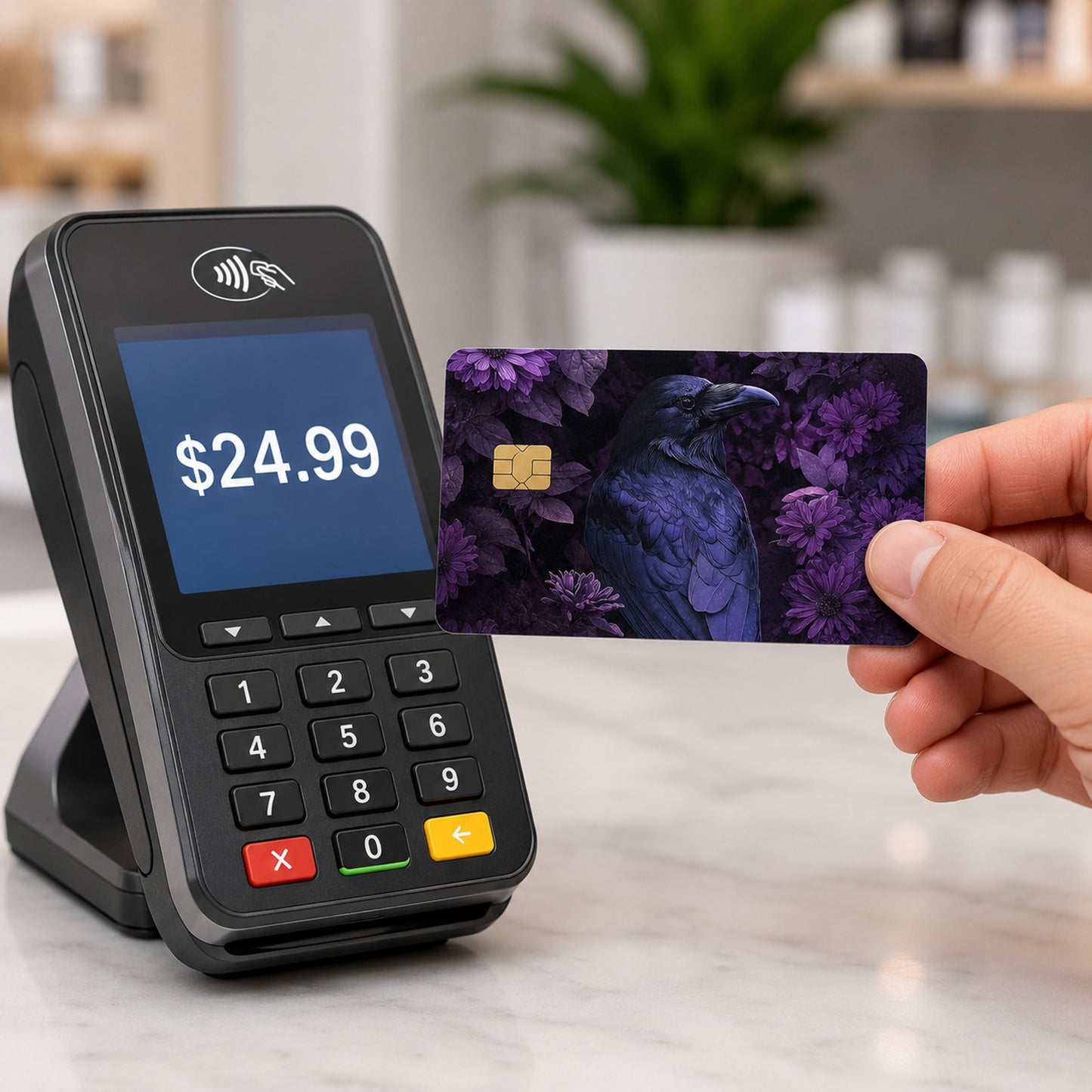 Midnight Raven Sanctuary in Velvet Lila Luxury Design Credit Card Skin