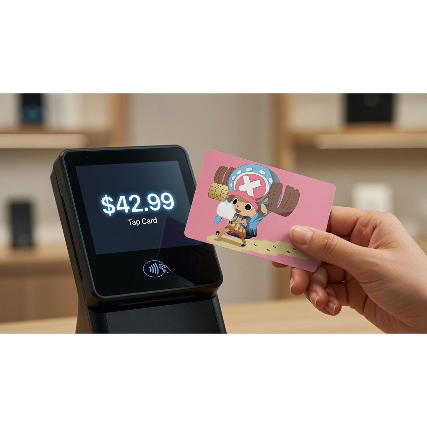 Cute Pink One Piece Tony-Tony Chopper Ice Cream Debit Card Credit Card Skin