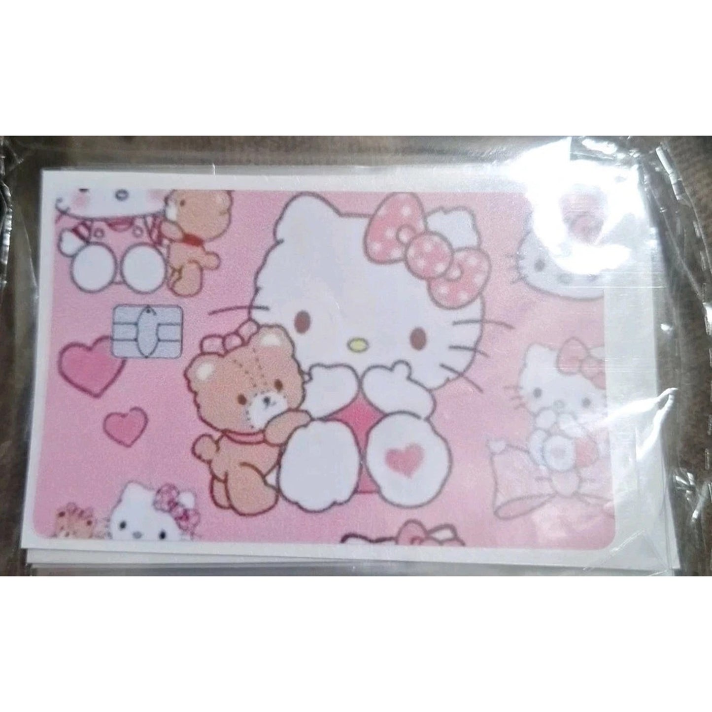 PINK Hello Kitty with Teddy Bear Bow Debit Card Credit Card Skin Cover Sticker