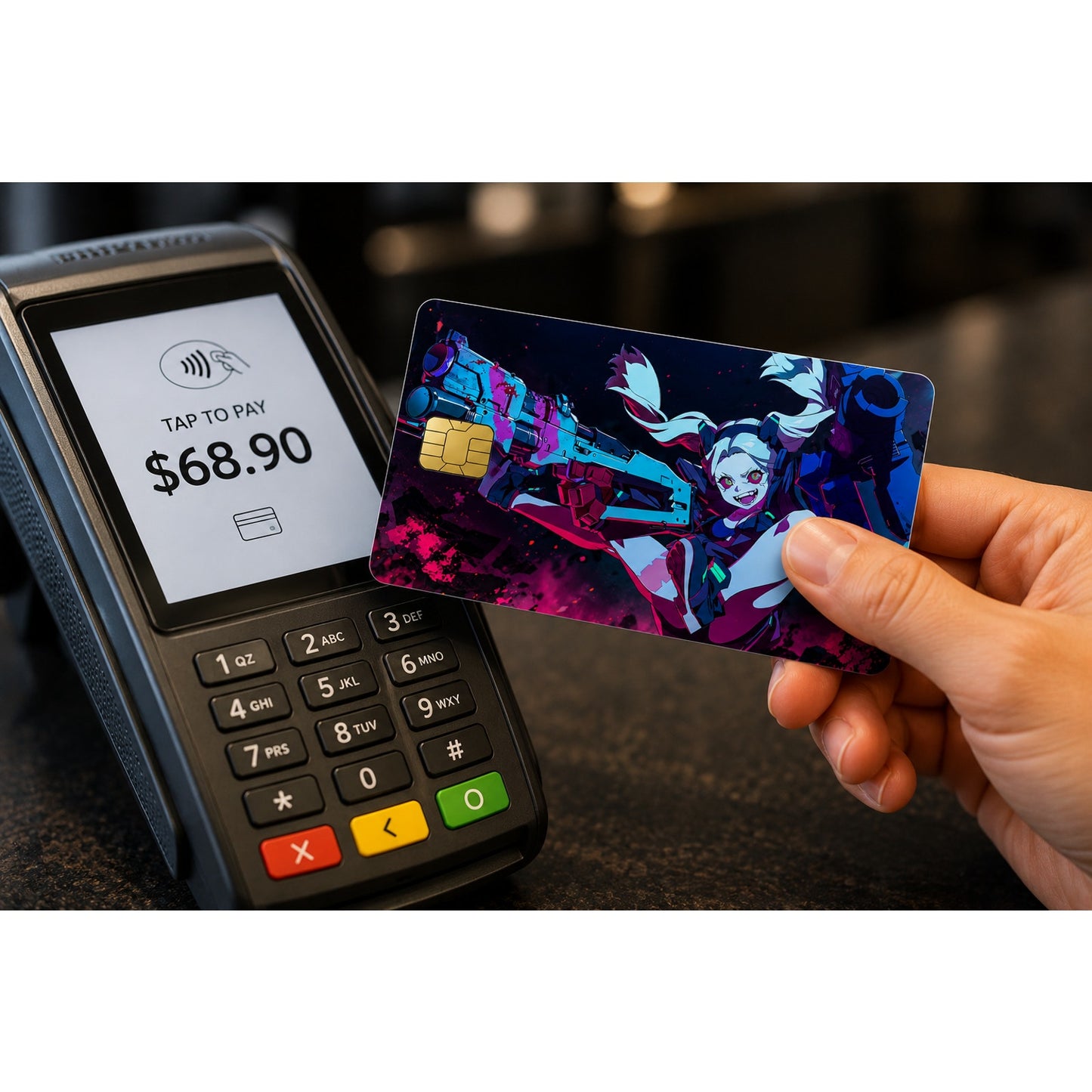 Cyberpunk Anime Girl Credit Card Skin Debit Card Vinyl Sticker