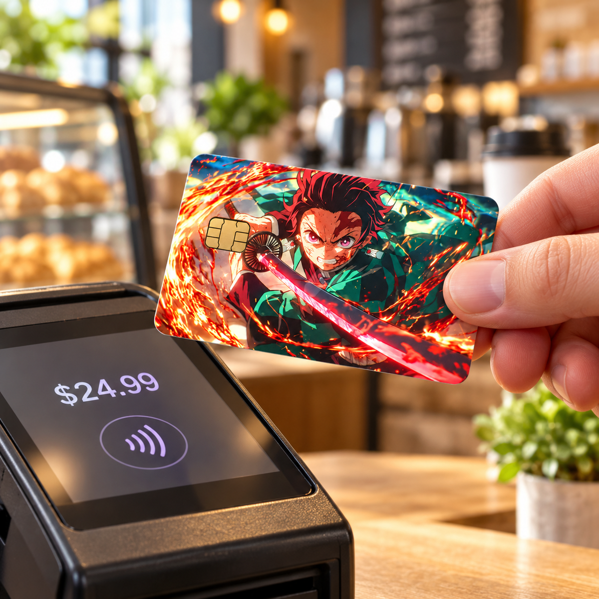 Tanjiro Kamado Flame Sword Credit Card Skin Sticker