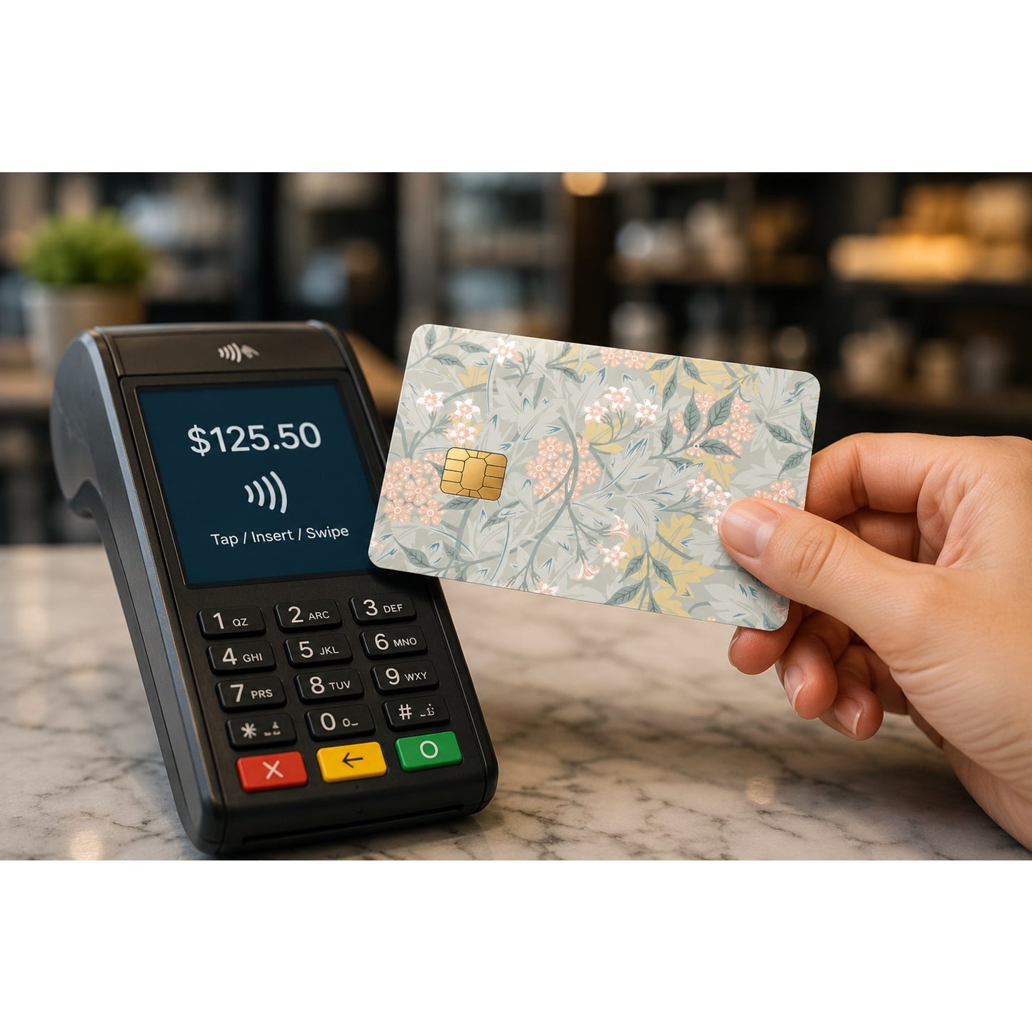 Vintage Floral Credit Card Skin Pastel Flower Debit Card Sticker
