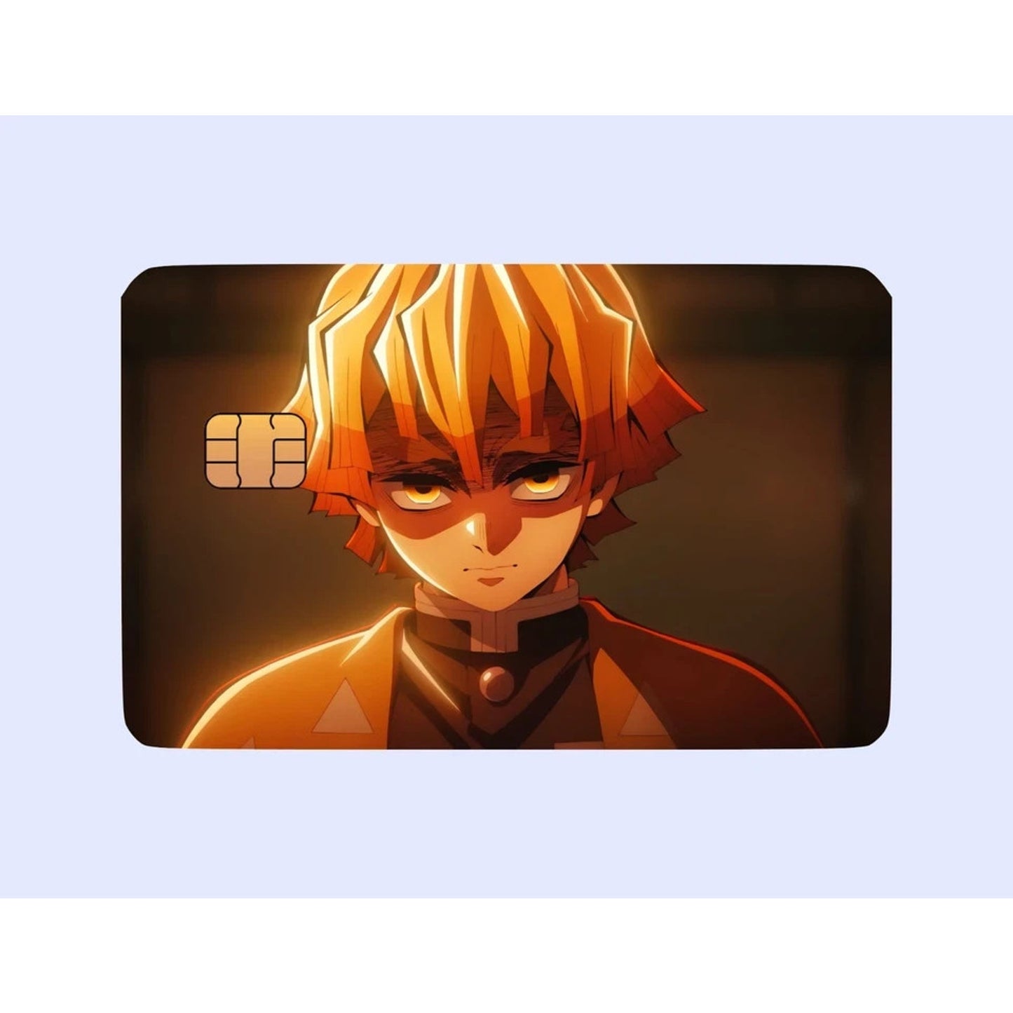 Zenitsu looking at Kaigaku Demon Slayer Themed Credit Card Skins Anime Inspired