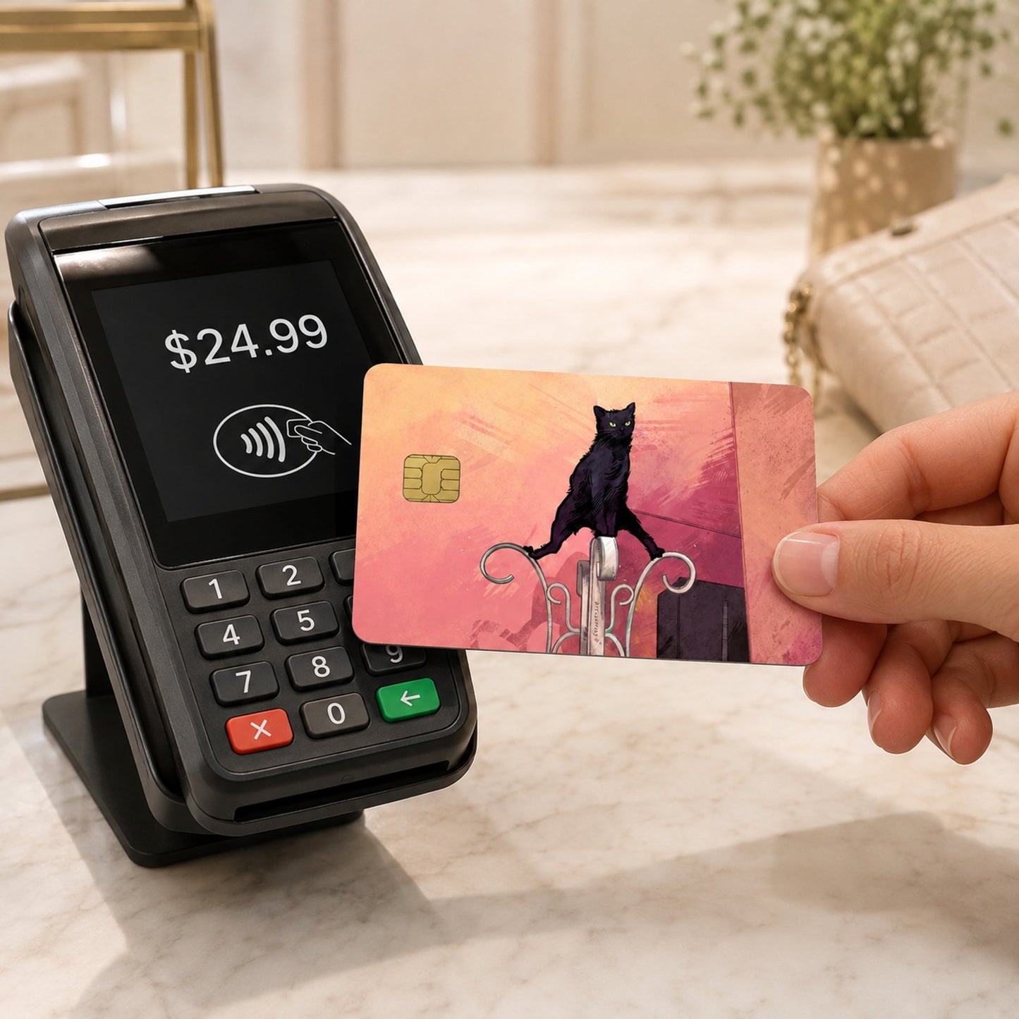 Feline Flexible Black Cat Debit Card Credit Card Skin