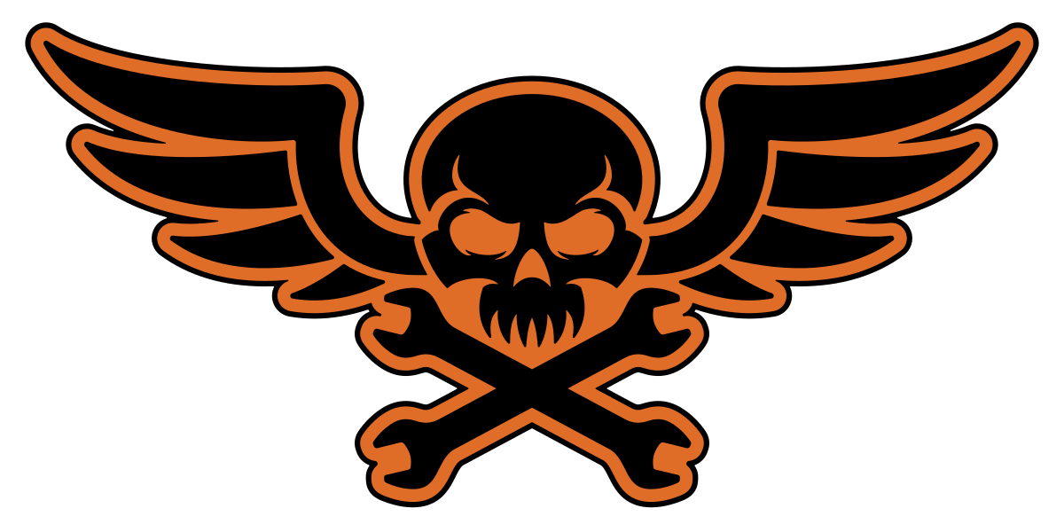 Biker Skull Wings Wrenches vinyl decal sticker