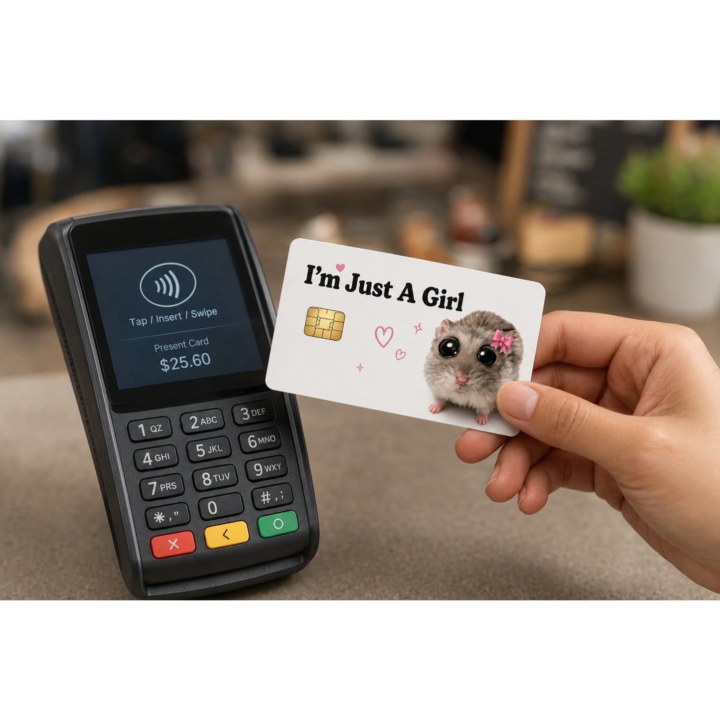 I'm Just A Girl Sticker Funny Hamster Meme Debit Card Credit Card Skin Vinyl