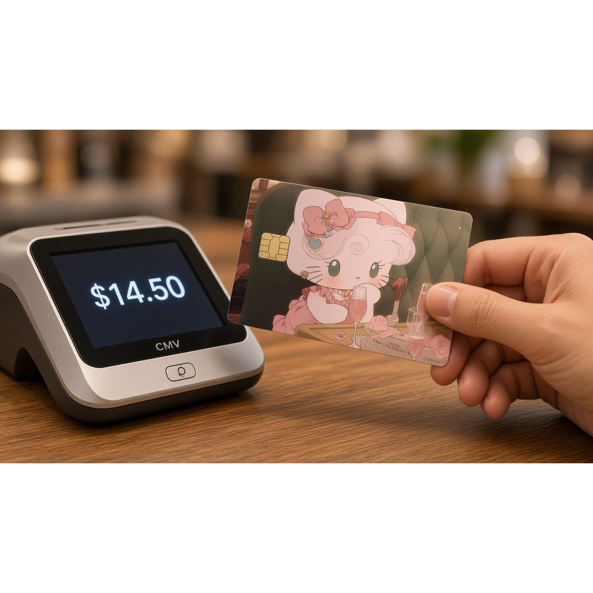 Pink Bow Kitty Gala Cute Kawaii Debit Card Credit Card Skin