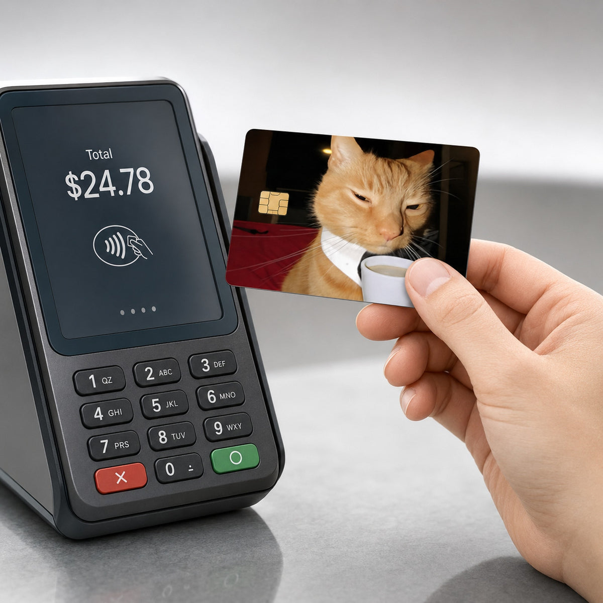 Business Cat Surviving Monday Morning Debit Card Credit Card Skin