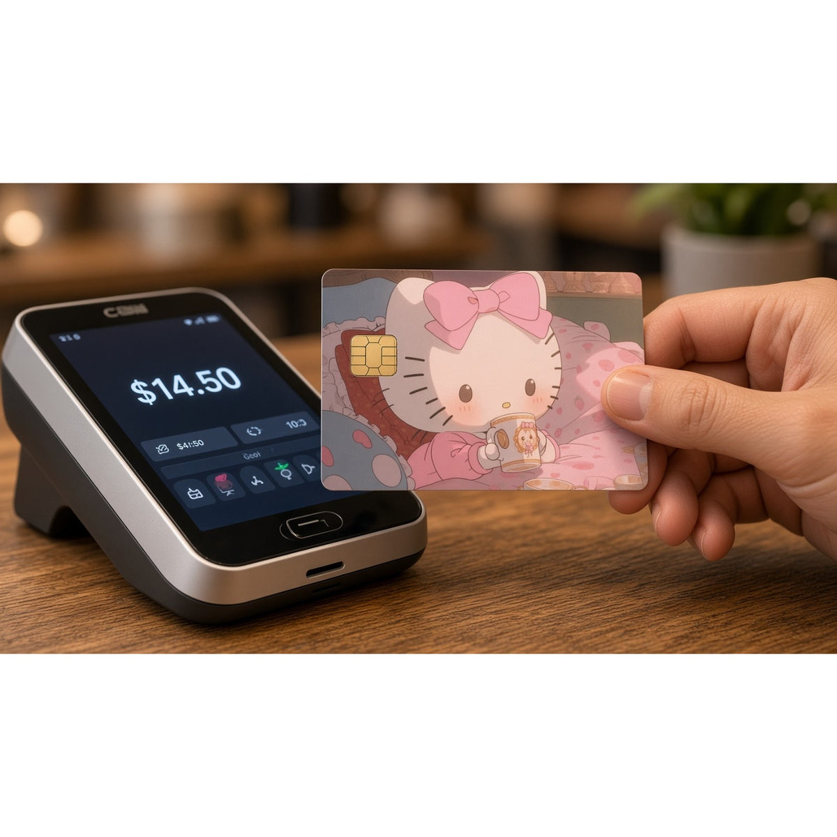 Cozy Morning Tea Kitty Cute Kawaii Debit Card Credit Card Skin