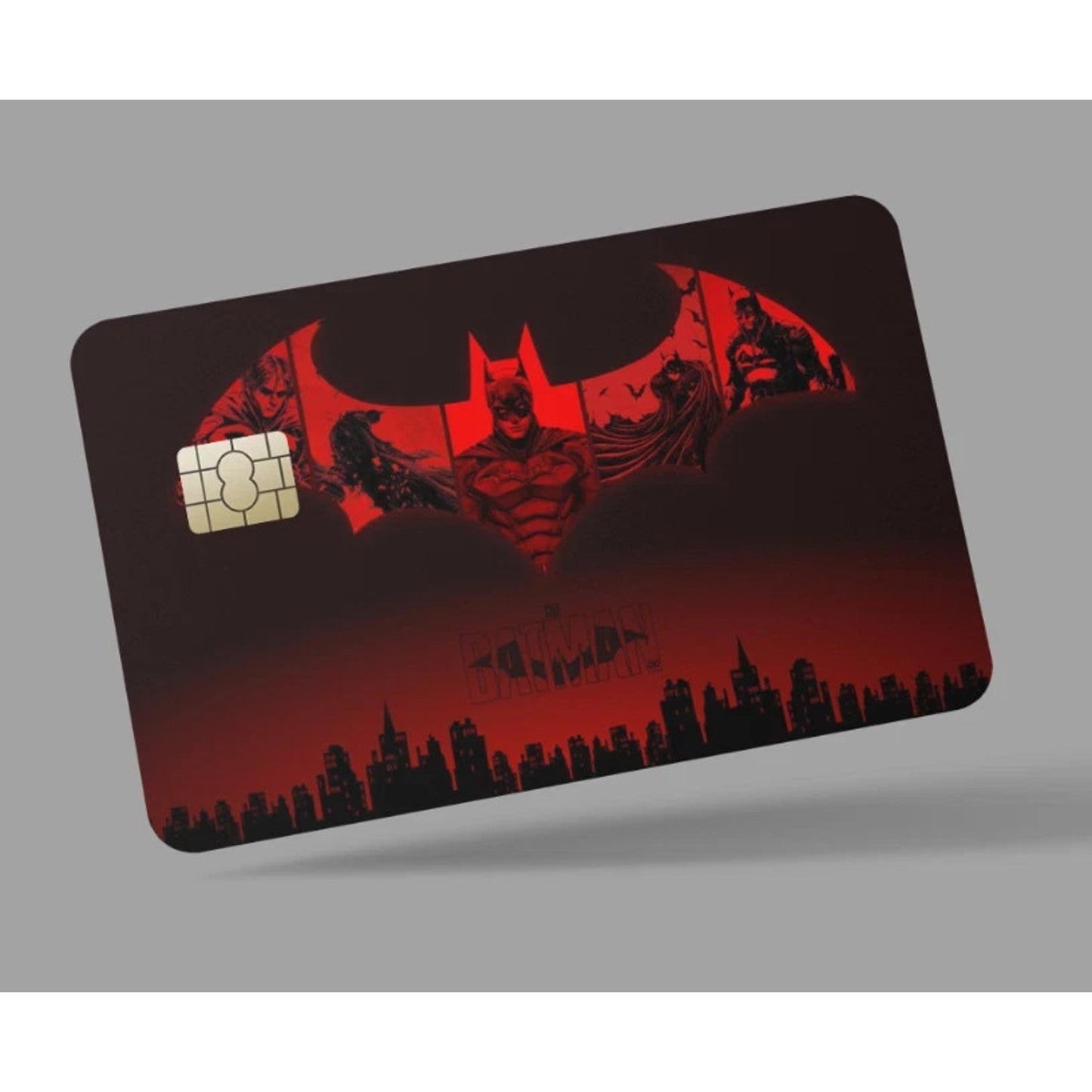 RED Batman Bat Signal over Gotham credit card skin & DEBIT CARD,TROLLEY & GYM