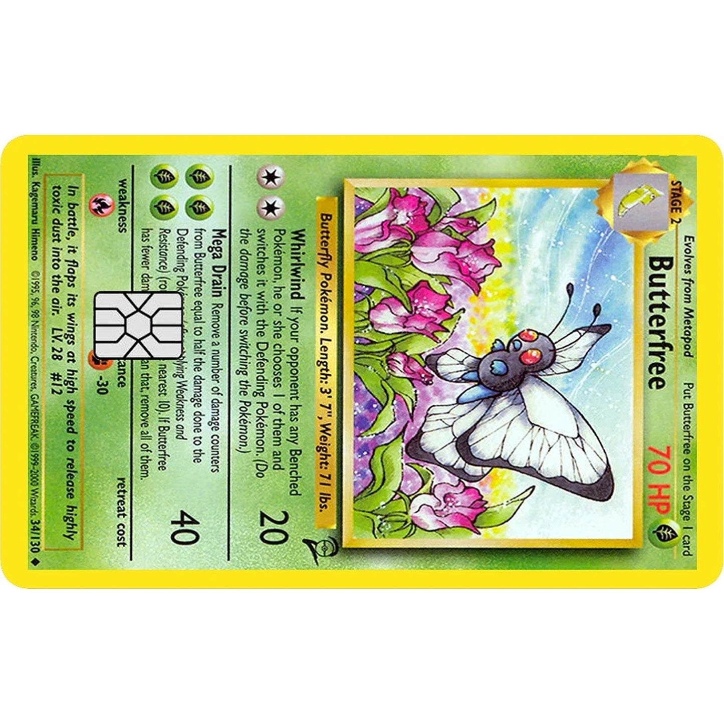 Butterfree Pokémonster Card Collection Credit Card Skin Wrap Decal Sticker