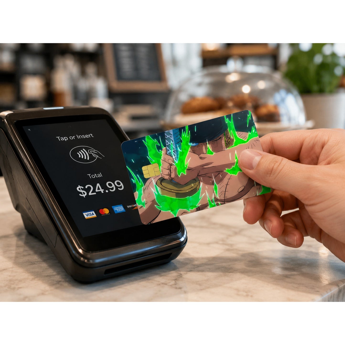 Zoro Green Flames Sword One Piece Debit Card Credit Card Skin
