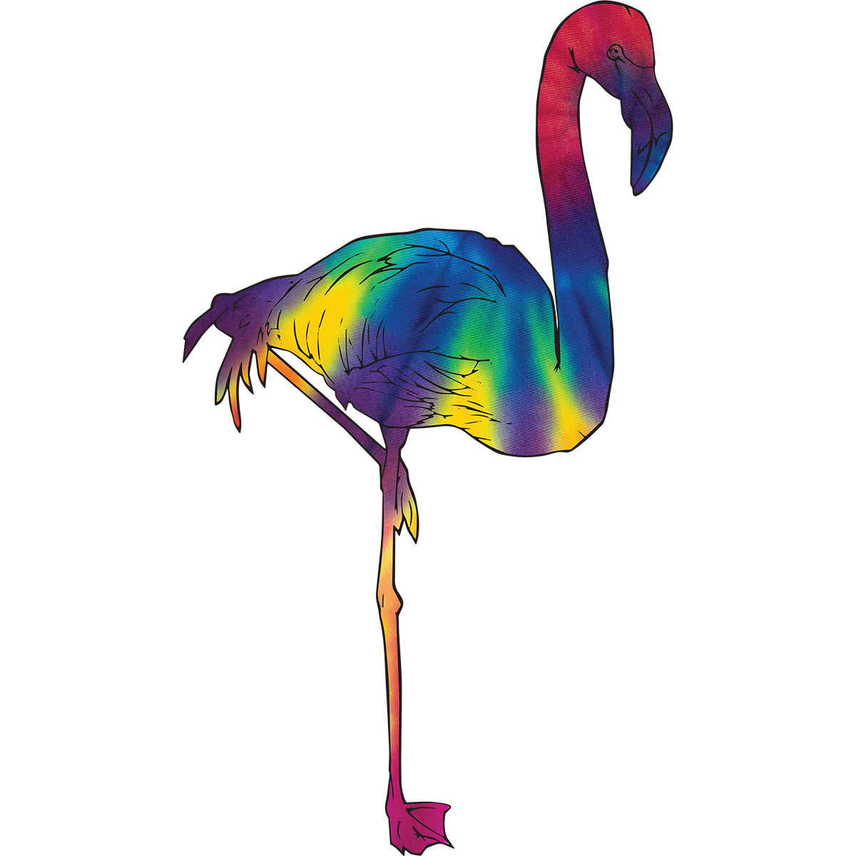 Tiedye Standing Flamingo Vinyl Decal