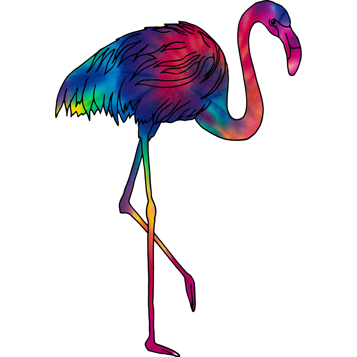 Tiedye Walking Flamingo Vinyl Decal