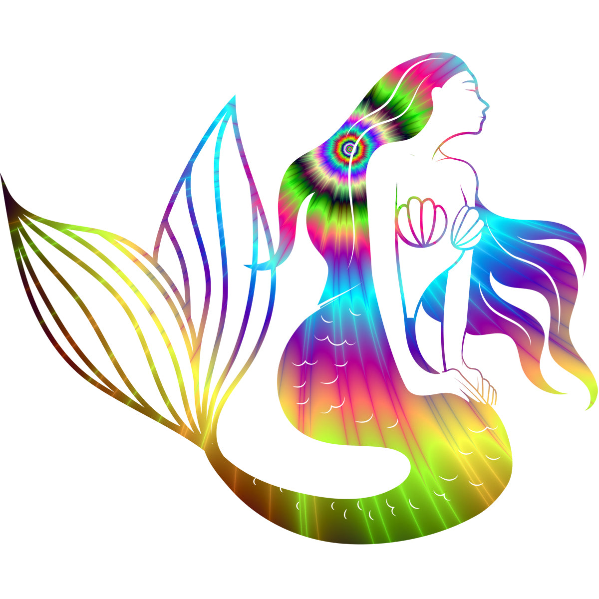 Color Burst Mermaid Resting Vinyl Decal