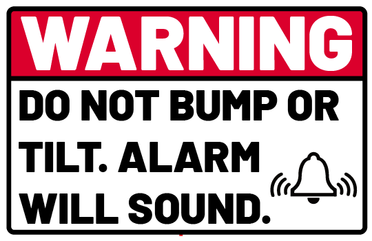 Do not tilt alarm sticker for coin pusher
