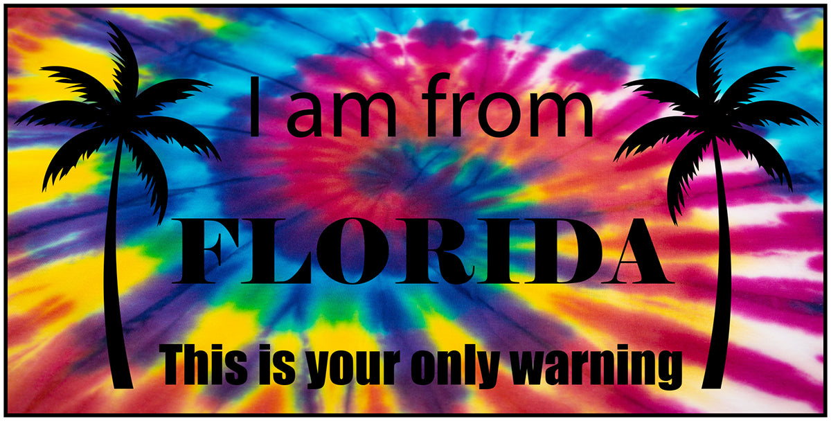 Florida WARNING Tie Dye Vinyl Decal