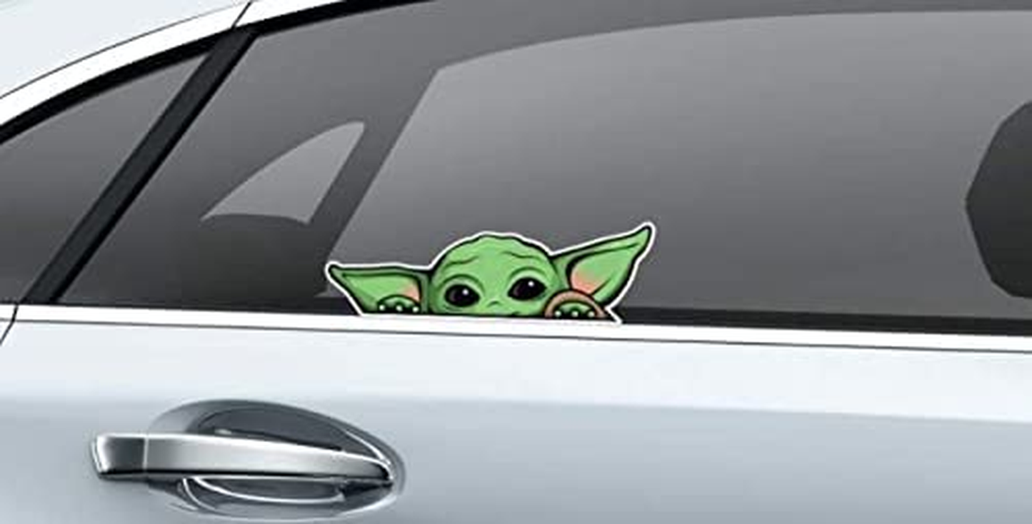 Peeking Baby Yoda Vinyl Decal Sticker for Cars Size: 5" X 2.5"