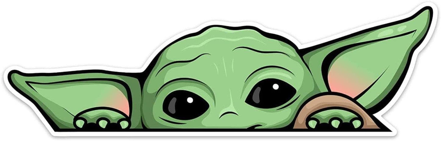 Peeking Baby Yoda Vinyl Decal Sticker for Cars Size: 5" X 2.5"