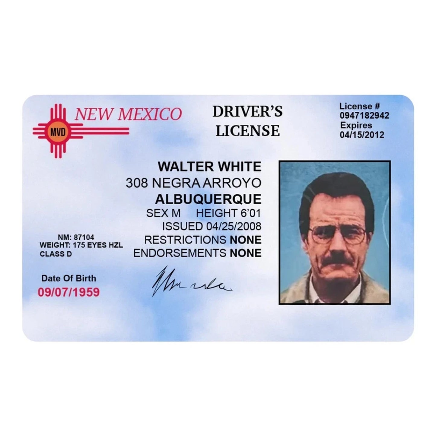 Walter White Driver's License Card Skin Decal Sticker Breaking Bad 3-pack