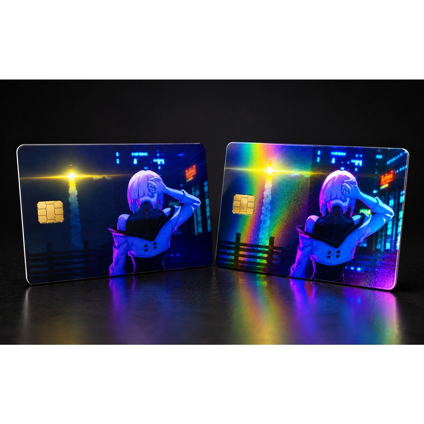 Cyberpunk Edgerunners 2077 Lucy Neon Night Credit Card Smart Sticker Skin Small