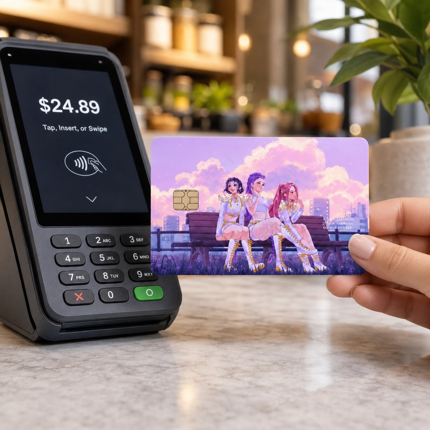 Huntrix's Sunset Over Seoul K-pop Demon Hunters Debit Card Credit Card Skin