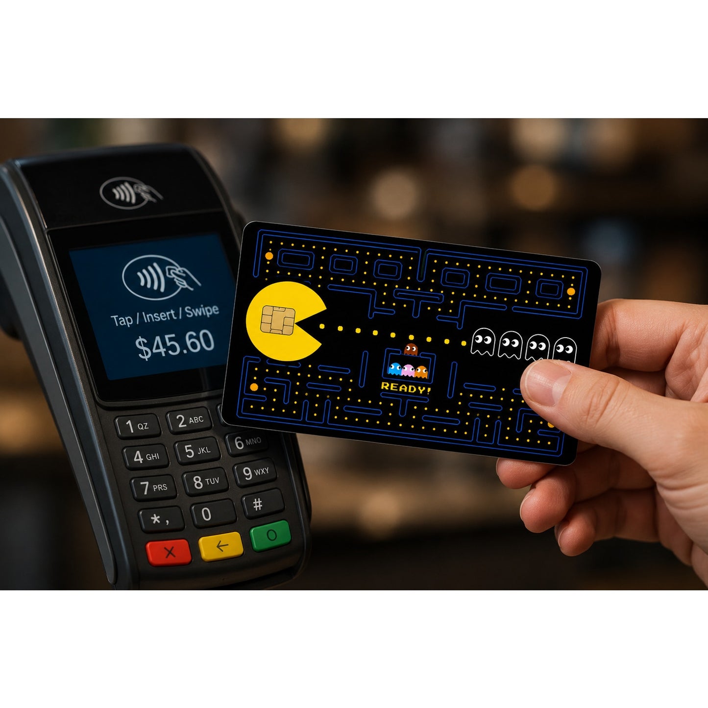 Pac-Man Retro Game Arcade Design Debit / Credit Card Skin Sticker Decal