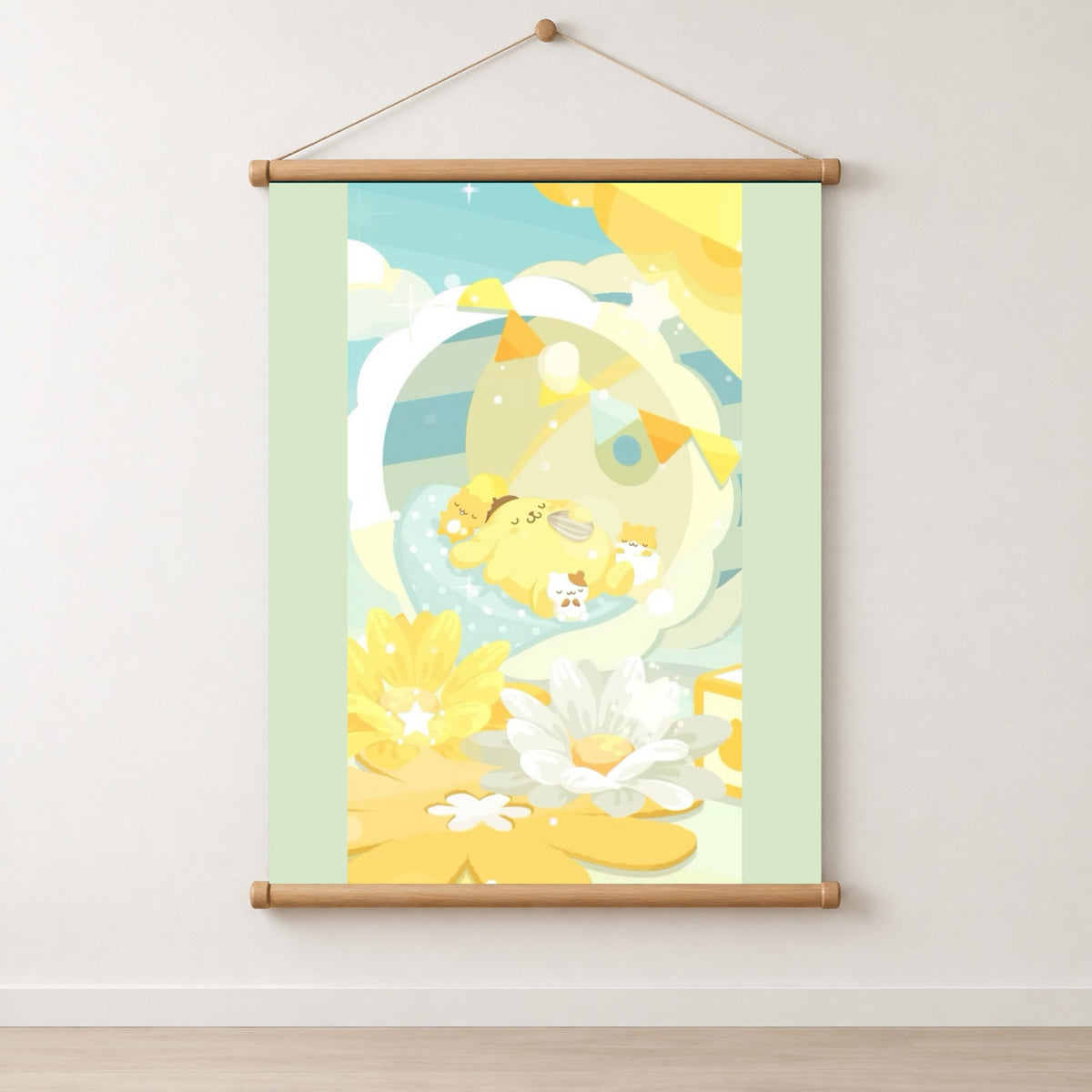 Pompompurin’s Dreamy Bubble Oasis Wall Scroll Room Home Decor