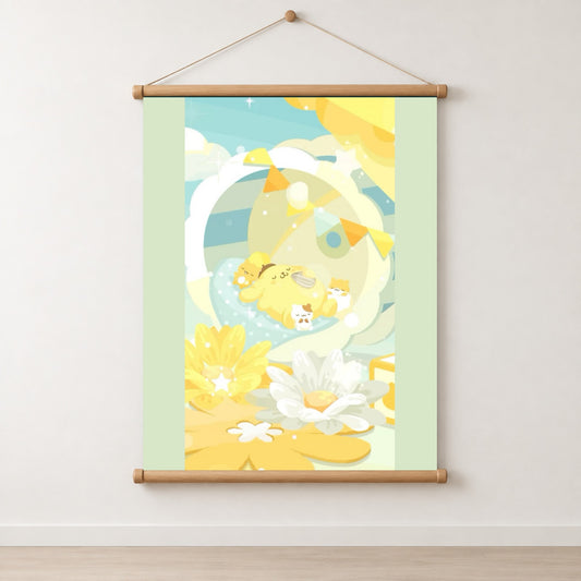 Pompompurin’s Dreamy Bubble Oasis Wall Scroll Room Home Decor