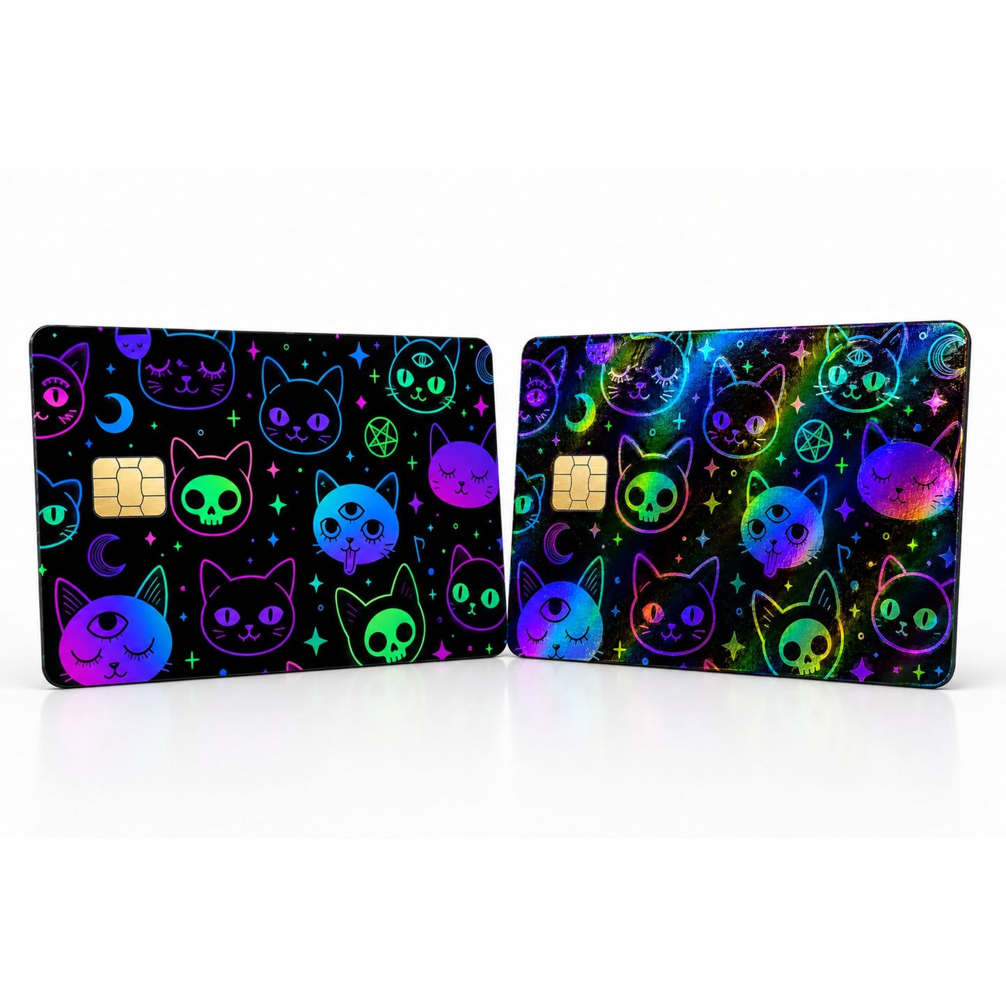 Neon Gothic Cat Credit Card Skin Vinyl Sticker Debit Card Wrap Kawaii