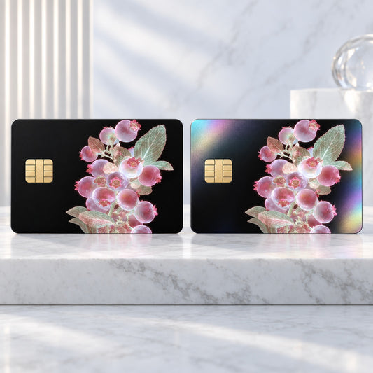 Rose Quartz Berry Credit Card Skin Luxury Botanical Vinyl Matte Holographic