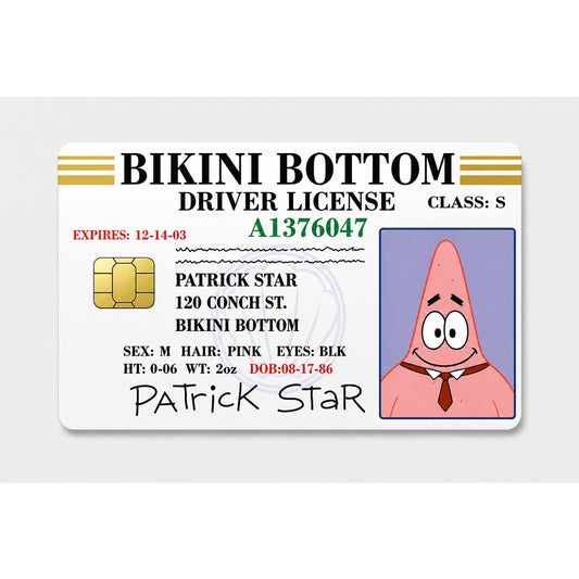 Patrick Bikini Bottom Gang License Debit Card Skin Credit Card Skin Sticker