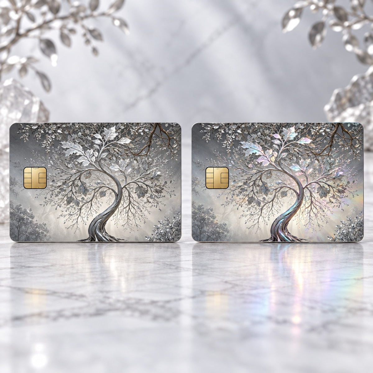 Silver Metal Tree of Life Luxury Design Debit Card Credit Card Skin