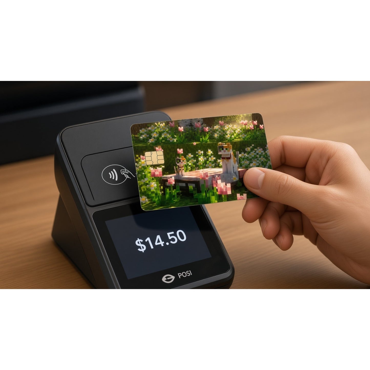 A Peaceful Meadow with Calico Cats Minecraft Debit Card Credit Card Skin