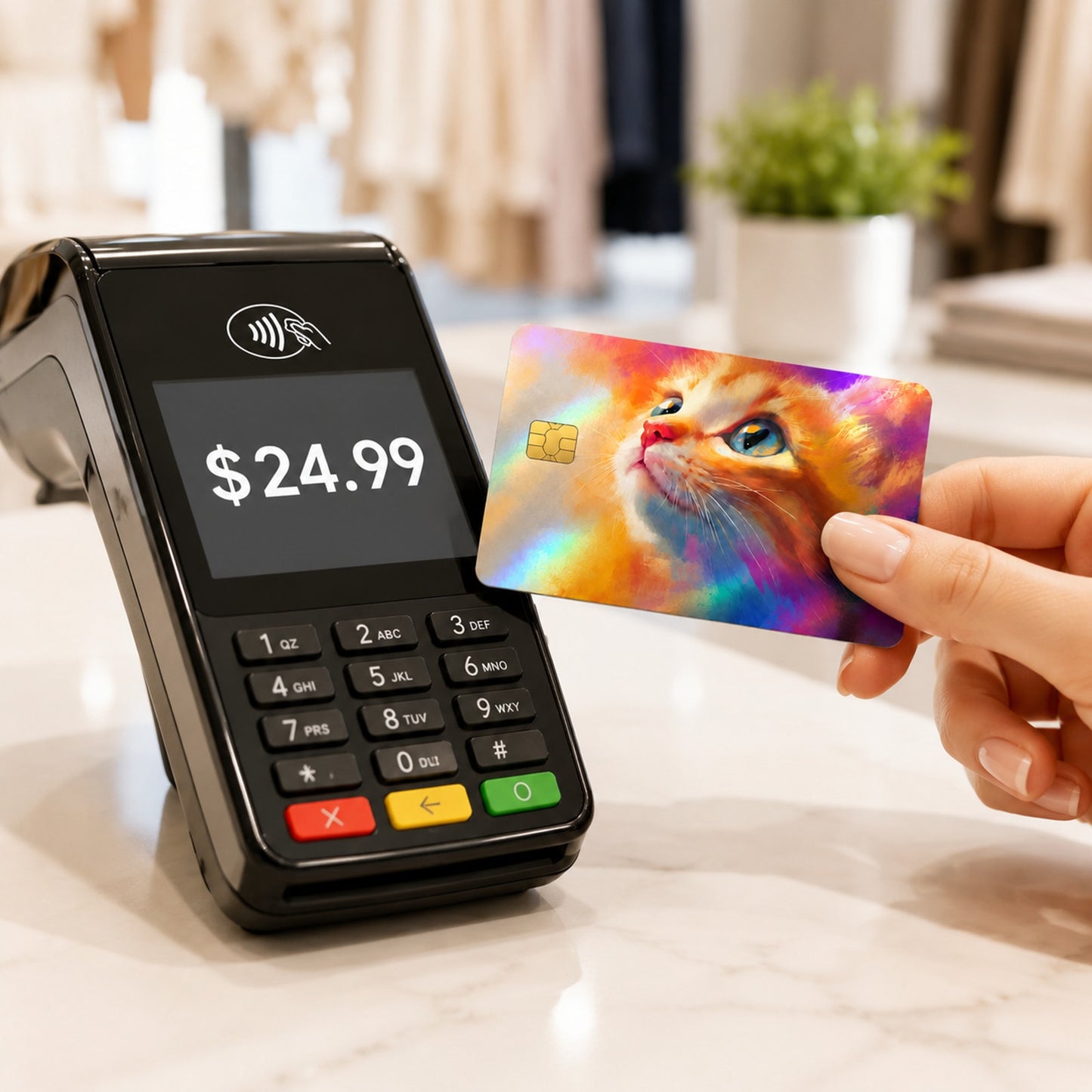Cute Blue Eyed Orange Kitty Debit Card Credit Card Skin