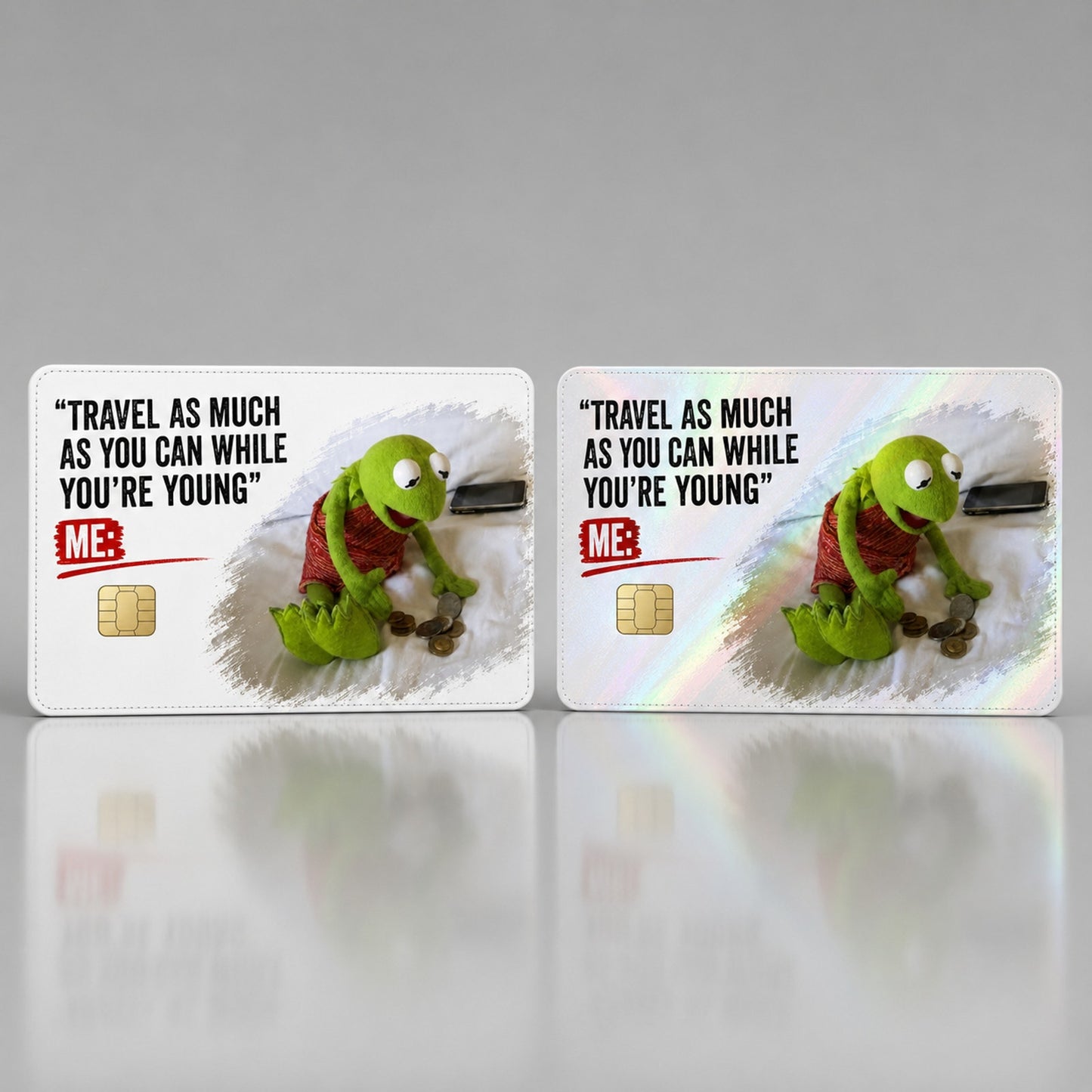 Counting Coins for Travel Funny Meme Debit Card Credit Card Skin