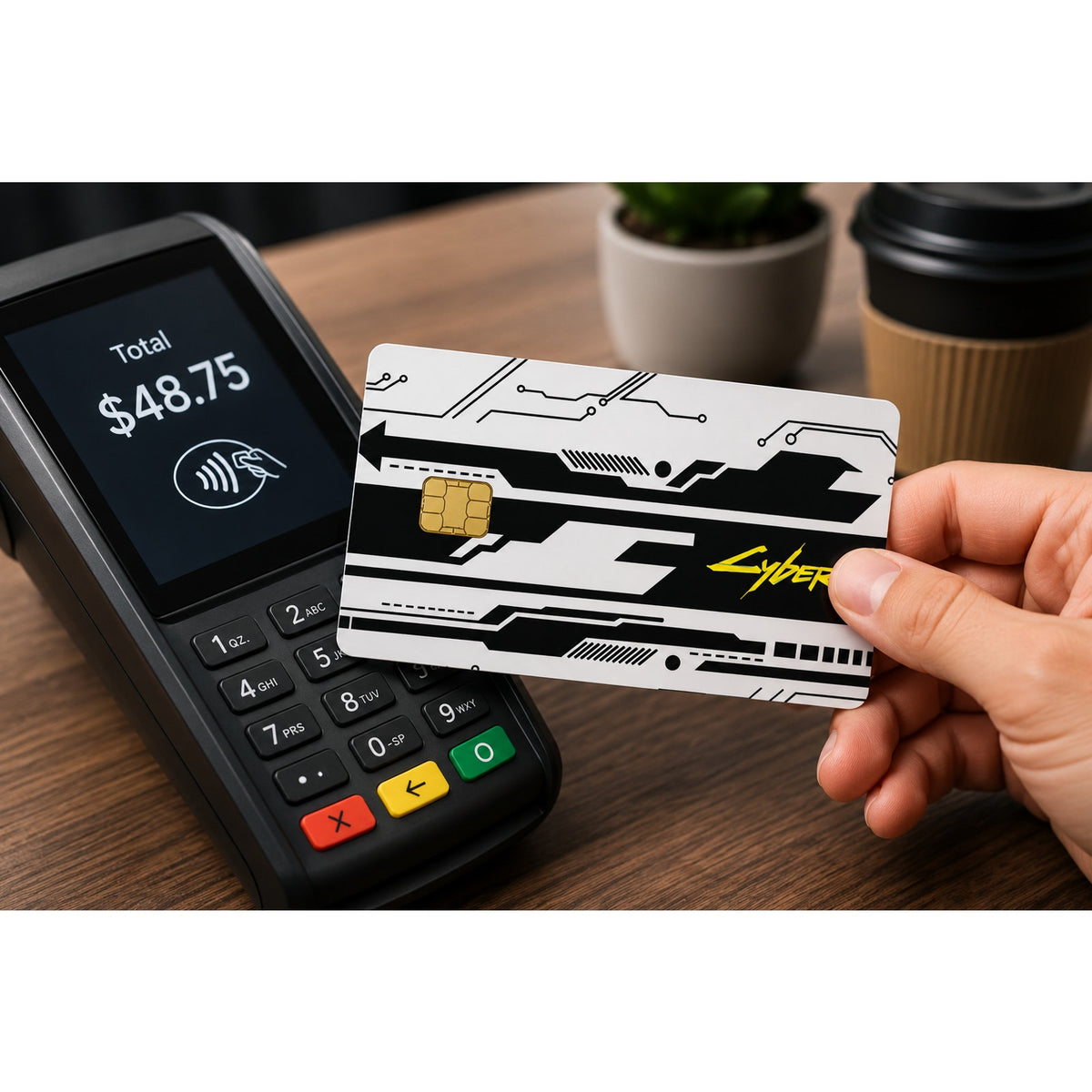 Black & White Cyberpunk Futuristic Credit Card Skin Vinyl Sticker Debit Card